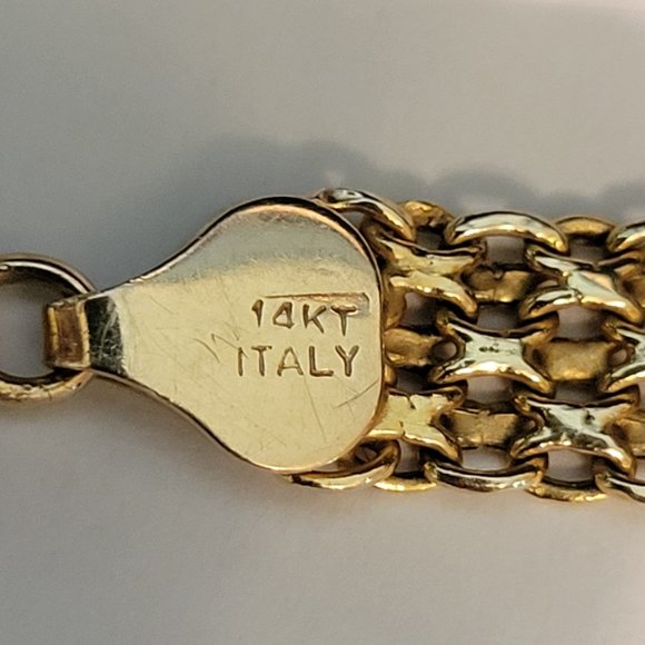 **SOLD**14k Yellow Gold Vintage Mesh Bracelet made in Italy 7.5" 8mm 5.17 grams - Picture 5 of 8